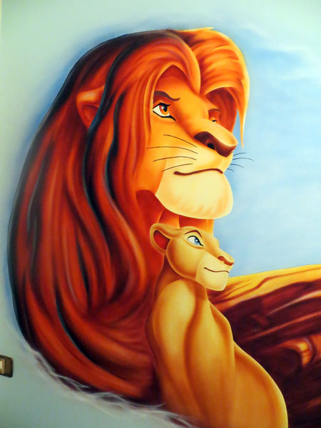 lion king ζωγραφική σε τοίχο παιδικού δωματίου